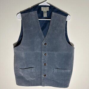 Vintage Arizona Jean Co. Blue Suede Leather Button Up Dress Vest Medium Western